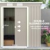 Outsunny 7 x 4ft Lean to Garden Shed with Foundation Kit, Double Door and Vents, Outdoor Metal Storage Shed for Equipment Tools, Grey
