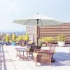 Outsunny 2.7M Garden Parasol Umbrella with Glass Fibre Ribs and Aluminium Frame, Tilting Sun Shade Shelter Canopy, Cream White