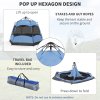 Outsunny Double Layer Pop Up Tent with Rainfly, Hexagon 4 Man Dome Tent, Portable Camping Shelter with Sewn-in Groundsheet and Carry Bag, for Festival Backpacking Road Trips, Blue