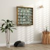 HOMCOM 7-Tier Wall Mounted Display Cabinet, Display Case with 6 Adjustable Shelves, Glass Doors for Home Office Ornaments 83x80cm, Rustic Brown