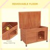 PawHut Wooden Dog Kennel Outdoor Pet House Elevated with Removable Floor, Openable Roof, for Large Dogs, 100 x 65.5 x 68cm - Natural Wood Tone