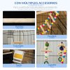 PawHut Bird Cage for Budgies, Finches, Canaries w/ Accessories, Toys, Tray, Handle, 46 x 36 x 100cm - Black