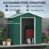 Outsunny 6.5ft x 3.5ft Garden Storage Shed, Large Metal Shed for Outdoor Storage with Double Sliding Doors and 4 Vents, Green