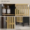 HOMCOM Slim Bathroom Storage Cabinet, Small Bamboo Bathroom Cabinet with Open Compartment and Adjustable Shelf