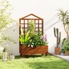 Outsunny Wooden Planters with Trellis for Vine Climbing, Raised Beds for Garden Patio, Outdoor Planter Box for Vegetables, Flowers, Herbs, Distressed Brown