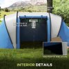 Outsunny 4-5 Man Camping Tent with 2 Bedrooms, Living Area and Awning, 3000mm Waterproof Large Family Tent, Portable with Bag, for Fishing Hiking Festival, Blue