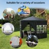 Outsunny 4m Hexagonal Gazebo Canopy Party Tent with 6 Removable Side Walls for Outdoor Event with Windows and Doors, Black