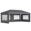 Outsunny 3 x 6m Garden Pop Up Gazebo, Height Adjustable Marquee Party Tent with Sidewalls, Storage Bag, Grey