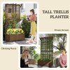Outsunny Wood Planter with Trellis for Climbing Plants, Raised Bed, Planter Box with Drainage Holes to Grow Vegetables, Herbs and Flowers for Garden, Patio, Yard, Brown