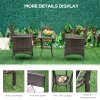 Outsunny 3 Pieces Rattan Bistro Set, Wicker Garden Furniture Set with 2-Tier Coffee Table and Chairs, Cushions, for Outdoor Patio Balcony, Brown