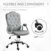 Vinsetto Home Office Chair, Velvet Computer Chair, Button Tufted Backrest with Swivel Wheels, Adjustable Height and Tilt Function, Grey