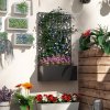 Outsunny Metal Garden Bed with Trellis, Wall Mounted or Freestanding Raised Planter with Privacy Panel, Two Big Trees Cut-out Privacy Screen with Planter Box for Climbing Plants, Flowers, Vegetables