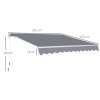 Outsunny 3 x 2.5m Garden Patio Manual Awning, Retractable Canopy Sun Shade Shelter with Fittings and Crank Handle, Grey