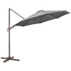 Outsunny 3(m) Cantilever Parasol 360 Rotation Roma Umbrella Hanging Sun Shade with Aluminium Frame, Tilt Crank, 8 Ribs and Cross Base, Dark Grey
