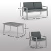 Outsunny 4 Pieces Garden Furniture Set with Cushions, Wooden Garden Sofa Set with 1 Loveseat, 2 Armchairs and 1 Coffee Table, Outdoor Table and Chairs for Conservatory, Balcony, Patio, Light Grey