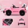 AIYAPLAY Volkswagen Beetle Licensed Ride on Car, 12V Kids Electric Car with Remote Control, 4 Spring Suspension Wheels, Soft Start, Headlights, FM Radio, Music, Horn, Pink