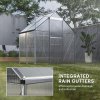 Outsunny Polycarbonate Greenhouse, Small Greenhouse with Adjustable Roof Vent, Garden Green House with Galvanised Base, Sliding Door and Rain Gutter,  192.5 x 131 x 200 cm, Silver Tone