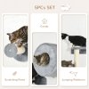 PawHut 5Pcs Cat Wall Furniture with Perch, Cat House, Scratching Post, Wall-Mounted Cat Tree for Indoor Cats - Grey