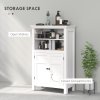 HOMCOM Modern Bathroom Storage Cabinet, Freestanding Bathroom Cabinet with Open Shelves, a Cupboard with Doors and Adjustable Shelves, White