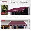 Outsunny 3 x 2.5m Garden Patio Manual Awning Canopy Sun Shade Shelter with Winding Handle Retractable Handle Red