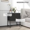 HOMCOM Bedside Table with 2 Drawers, Modern Bedside Cabinet with Storage and Metal Legs for Bedroom, Living Room, Black