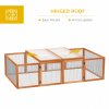 Pawhut Rabbit Run Wooden Rabbit Hutch Cage 6ft with Wire Mesh, Openable Roof, Play Space for Outdoor, 181 x 100 x 48 cm, Natural Wood Finish