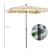 Outsunny 2 x 1.3m Garden Parasol Umbrella, Outdoor Market Table Umbrella with Ruffles & Aluminium Pole, Rectangular Tilting Parasol Sun Shade Canopy, Beige