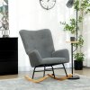 HOMCOM Rocking Chair, Teddy Upholstered Accent Chair, Modern Armchair with Wide Backrest and Rubberwood Base for Living Room, Bedroom, Grey