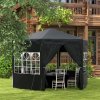 Outsunny 4m Hexagonal Gazebo Canopy Party Tent with 6 Removable Side Walls for Outdoor Event with Windows and Doors, Black