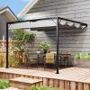 Outsunny 3 x 3(m) Outdoor Lean To Pergola Retractable Canopy Wall Mounted Gazebo Patio Shelter Sun Shade, Grey