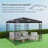 Outsunny 3 x 3(m) Gazebo Canopy Replacement Cover, Garden Gazebo Roof Replacement with Drain Holes, Water Resistant PVC Coating, 370g/ UPF30+, TOP COVER ONLY