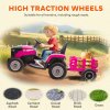 AIYAPLAY Ride on Tractor with Trailer, 12V Electric Vehicle with Remote Control, Ride on Car for Kids with Music, Shifter, Start-Up Sound for Ages 3-8 Years, Pink