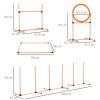 PawHut Dog Agility Equipment Pet Training Set with Adjustable Height Jump Ring Hurdle Whistle Weave Poles Square Pause Box Carry Bag