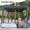 Outsunny 7 Piece Garden Dining Set, 6 Seater Garden Table and Chairs with Parasol Hole, Aluminium Top Table and Texteline Chairs, Outdoor Dining Furniture Set for Patio, Dark Grey