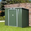 Outsunny 7 x 4ft Lean to Garden Shed with Foundation Kit, Double Door and Vents, Outdoor Metal Storage Shed for Equipment Tools, Green