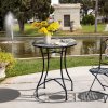 Outsunny 60 cm Mosaic Garden Table, Small Round Outdoor Side Table with Ceramic Top, Plant Stand for Patio, Balcony, Grey and Green