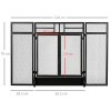 HOMCOM 3-Panel Folding Fireplace Screen with Door, Freestanding Spark Guard, Metal Mesh Fireguard, Black
