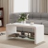 HOMCOM High Gloss Coffee Table with Storage, Two-Tier Living Room Table with Glass Shelf, Modern Centre Table for Home Office, 100 x 45 x 45cm, High Gloss White