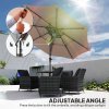 Outsunny 2.6 m Garden Parasol with Solar LED Lights, 3-Tier Patio Umbrella Outdoor with Tilt Mechanism & Crank Handle, UPF 30+, Table Umbrella for Market Terrace, Khaki