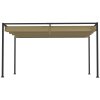 Outsunny 4 x 3(m) Metal Outdoor Pergola with Retractable Roof, Outdoor Gazebo Canopy Shelter with Drainage Holes for Garden, Patio, Lawn, Khaki