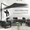 Outsunny 3(m) Cantilever Roma Parasol Adjustable Garden Sun Umbrella with LED Solar Light, Aluminium Frame, Tilt & Crank, UV50+, Cross Base Rotating Outdoor- Dark Grey