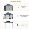 Outsunny 3 x 3.6(m) Polycarbonate Hardtop Gazebo Canopy with Double-Tier Roof and Aluminium Frame, Garden Pavilion with Mosquito Netting and Curtains