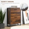 HOMCOM Industrial Shoe Cabinet with 2 Flip Drawers, Narrow Shoe Storage Cabinet for 12 Pairs, Freestanding Slim Shoe Rack for Entryway, Hallway, Rustic Brown