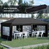 Outsunny 3 x 6m Garden Pop Up Gazebo, Height Adjustable Marquee Party Tent with Sidewalls, Storage Bag, Black