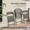 Outsunny 3 Pieces Rattan Bistro Set, Wicker Folding Garden Furniture Set with Round Glass Top Coffee Table and Chairs for Outdoor, Patio, Balcony, Brown