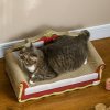 PawHut Cat Scratching Board, Cardboard Cat Scratcher Lounge Sofa with Catnip, 58 x 29.5 x 29cm