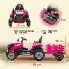 AIYAPLAY Ride on Tractor with Trailer, 12V Electric Vehicle with Remote Control, Ride on Car for Kids with Music, Shifter, Start-Up Sound for Ages 3-8 Years, Pink