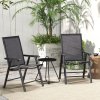 Outsunny Set of 2 Folding Garden Chairs, Metal Frame Garden Chairs Outdoor Patio Park Dining Seat with Breathable Mesh Seat, Dark Grey