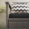 Outsunny 2 Seater Garden Storage Bench with 160L Capacity, PE Rattan Garden Bench with Storage, Wicker Outdoor Bench Loveseat with Cushion, Pillows and Steel Frame for Patio, Grey