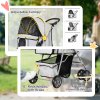 PawHut Pet Stroller for Small Miniature Dogs Cats Foldable Travel Carriage with Wheels Zipper Entry Cup Holder Storage Basket Grey